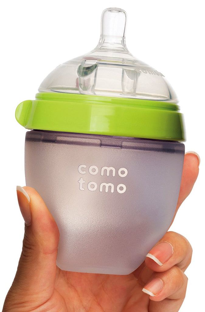 Comotomo squeezy silicone baby bottle green 150ml